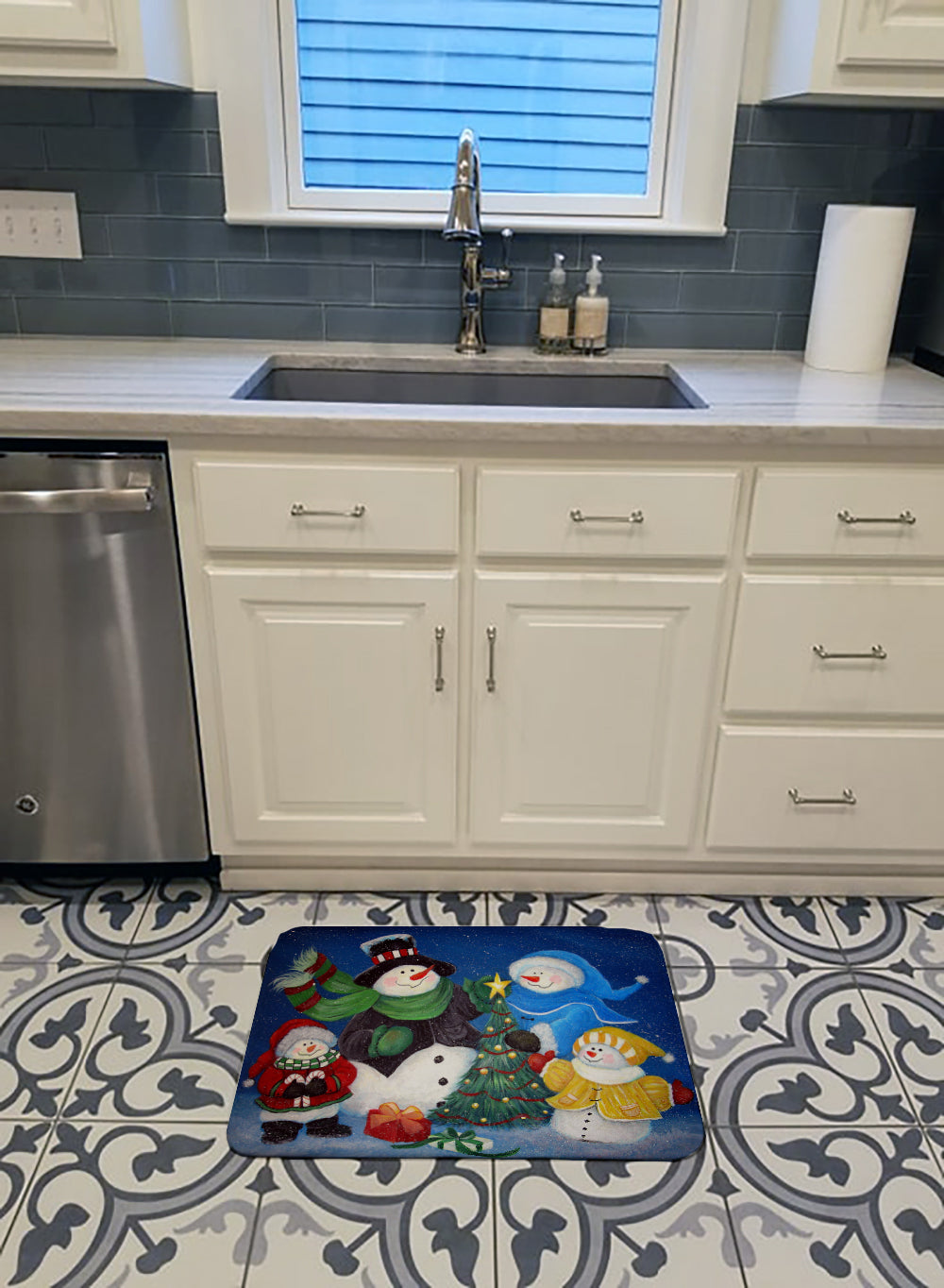 The Family Gathering Snowman Memory Foam Kitchen Mat Machine Washable Anti-Fatigue Cushion Comfort Bath or Kitchen Rug