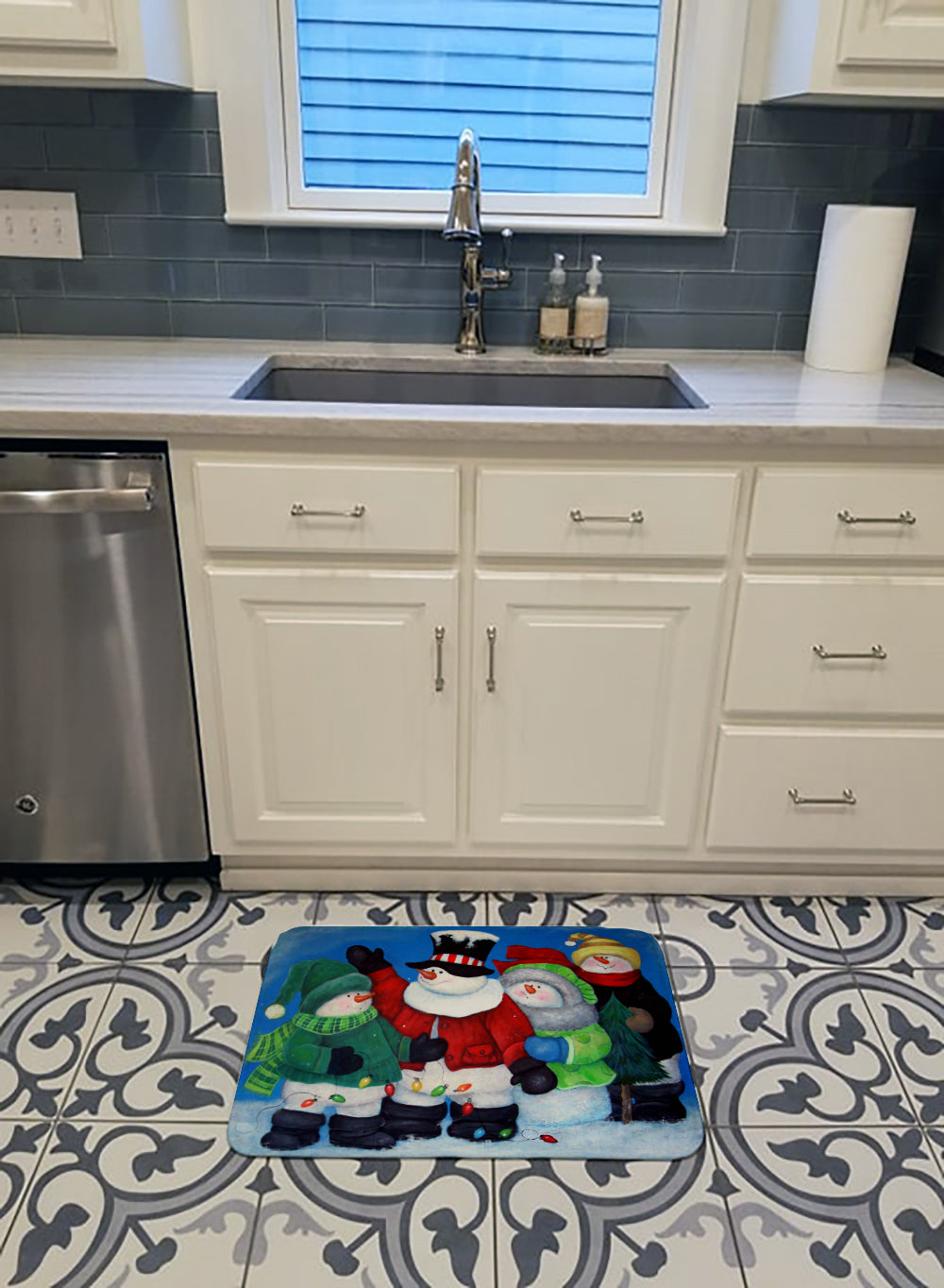 The Light Brigade Snowman Memory Foam Kitchen Mat Machine Washable Anti-Fatigue Cushion Comfort Bath or Kitchen Rug