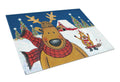 The Tree Famers Reindeer Christmas Cutting Board Tempered Glass Kitchen Cutting Surface, Heat Resistant Chopping, Non-Slip Feet, Food Prep & Serving