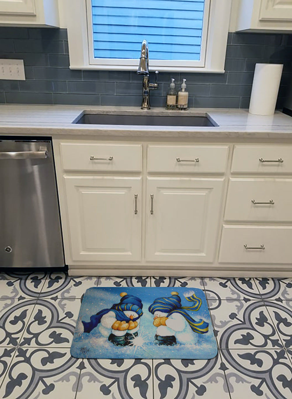 We Believe in Magic Snowman Memory Foam Kitchen Mat Machine Washable Anti-Fatigue Cushion Comfort Bath or Kitchen Rug