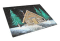 Welcome Lodge Christmas Log Home Cutting Board Tempered Glass Kitchen Cutting Surface, Heat Resistant Chopping, Non-Slip Feet, Food Prep & Serving