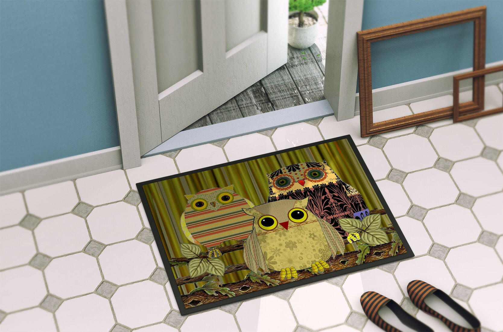 Fall Wisdom Owl Doormat Indoor Outdoor 24H X 36W Front Door Mat Rugs for Entryway, Non Slip Washable Low Pile,