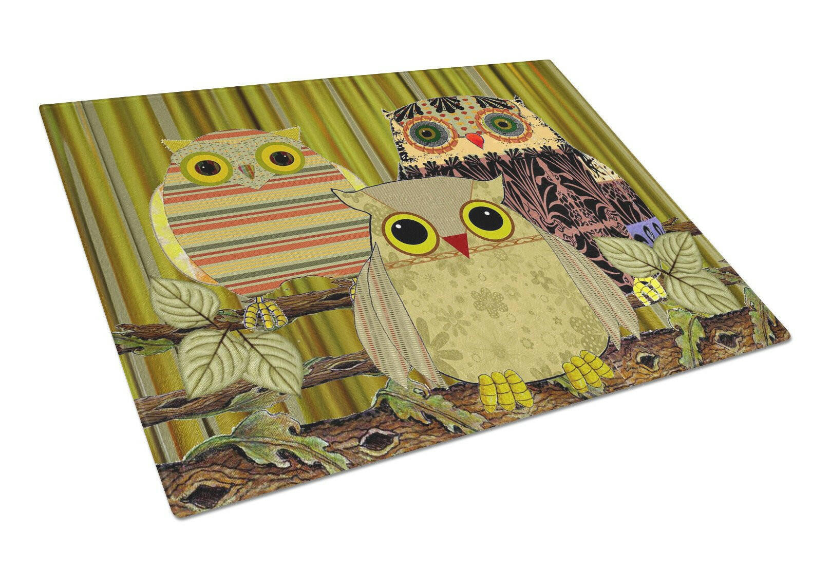 Fall Wisdom Owl Cutting Board Tempered Glass Kitchen Cutting Surface, Heat Resistant Chopping, Non-Slip Feet, Food Prep & Serving