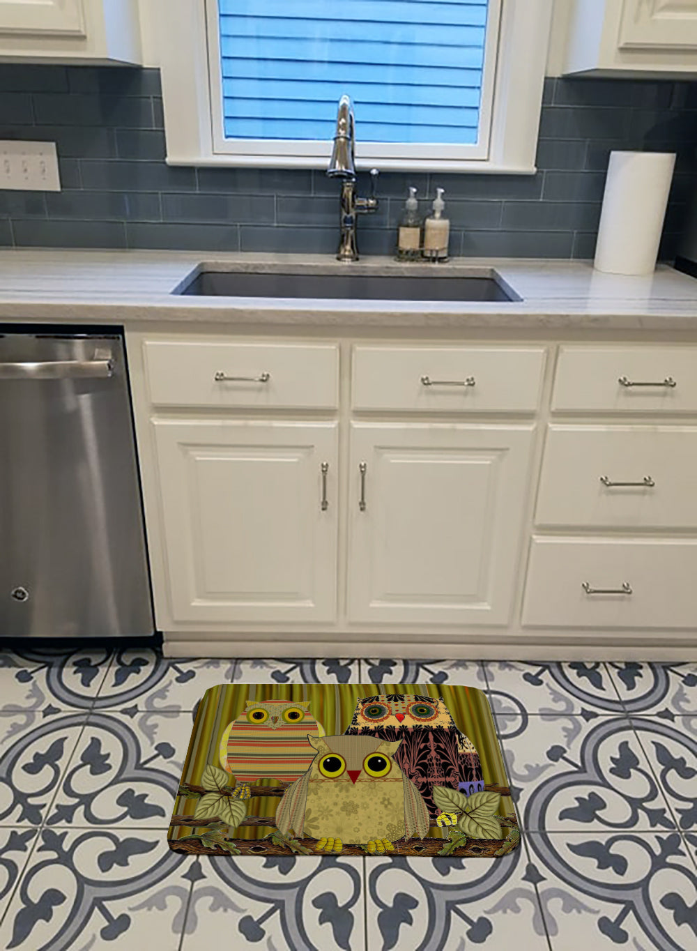 Fall Wisdom Owl Memory Foam Kitchen Mat Machine Washable Anti-Fatigue Cushion Comfort Bath or Kitchen Rug