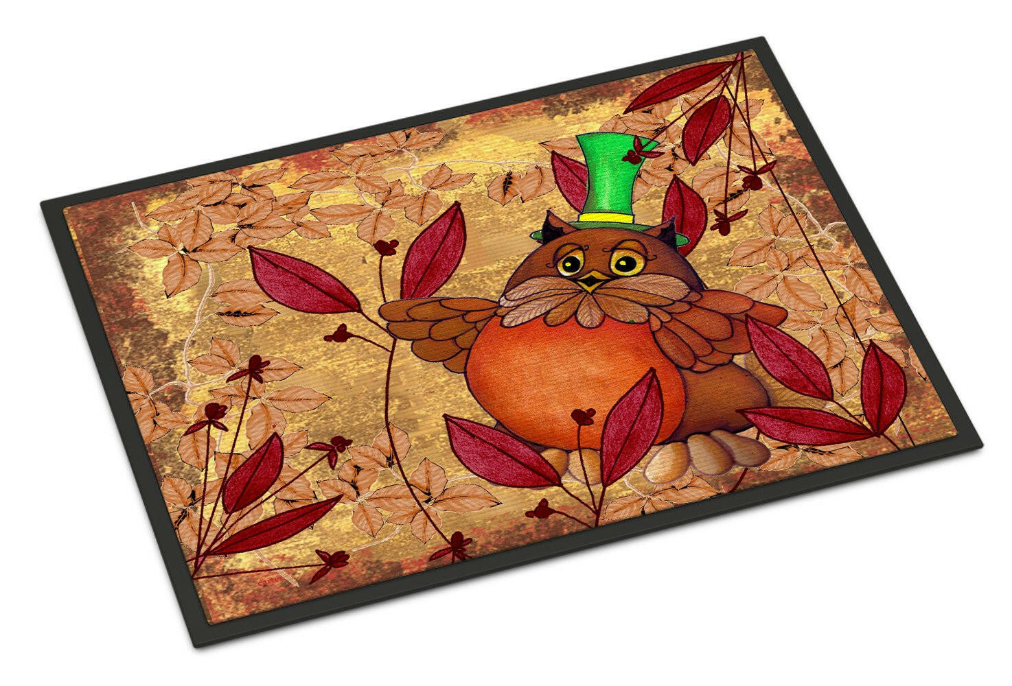Hootie Fall Owl Doormat Indoor Outdoor 18H X 27W Front Door Mat Rugs for Entryway, Non Slip Washable