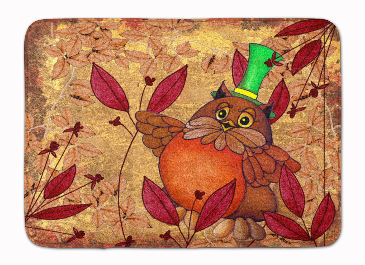 Hootie Fall Owl Memory Foam Kitchen Mat Machine Washable Anti-Fatigue Cushion Comfort Bath or Kitchen Rug