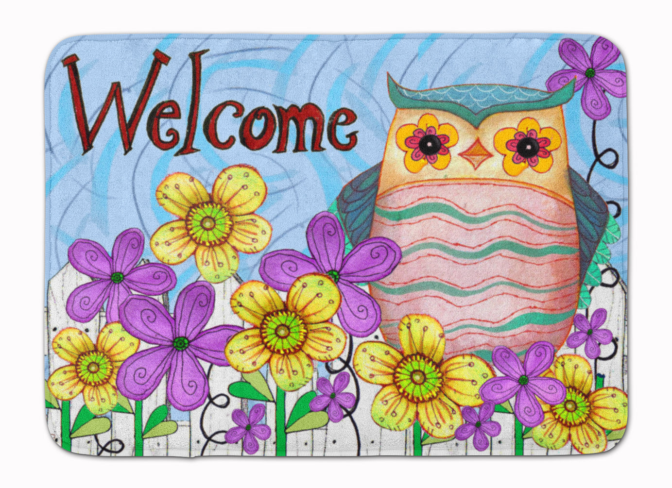 Welcome Owl Memory Foam Kitchen Mat Machine Washable Anti-Fatigue Cushion Comfort Bath or Kitchen Rug
