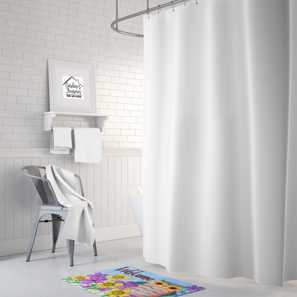 Welcome Owl Memory Foam Kitchen Mat Machine Washable Anti-Fatigue Cushion Comfort Bath or Kitchen Rug