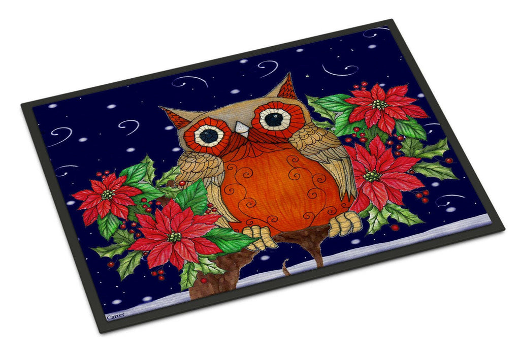 Whose Happy Holidays Owl Doormat Indoor Outdoor 24H X 36W Front Door Mat Rugs for Entryway, Non Slip Washable Low Pile,