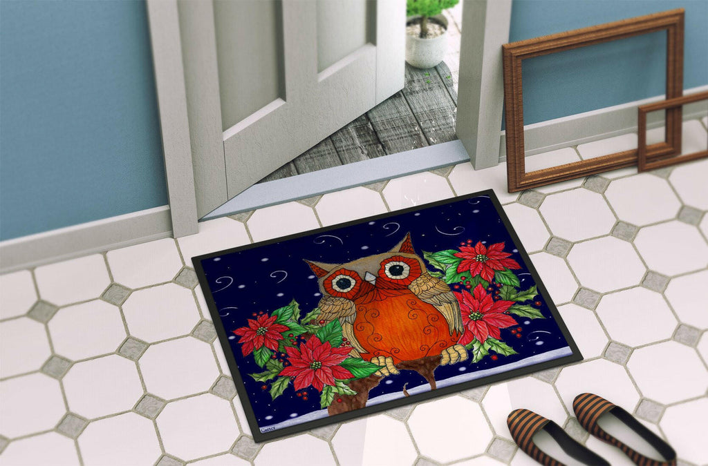 Whose Happy Holidays Owl Doormat Indoor Outdoor 24H X 36W Front Door Mat Rugs for Entryway, Non Slip Washable Low Pile,