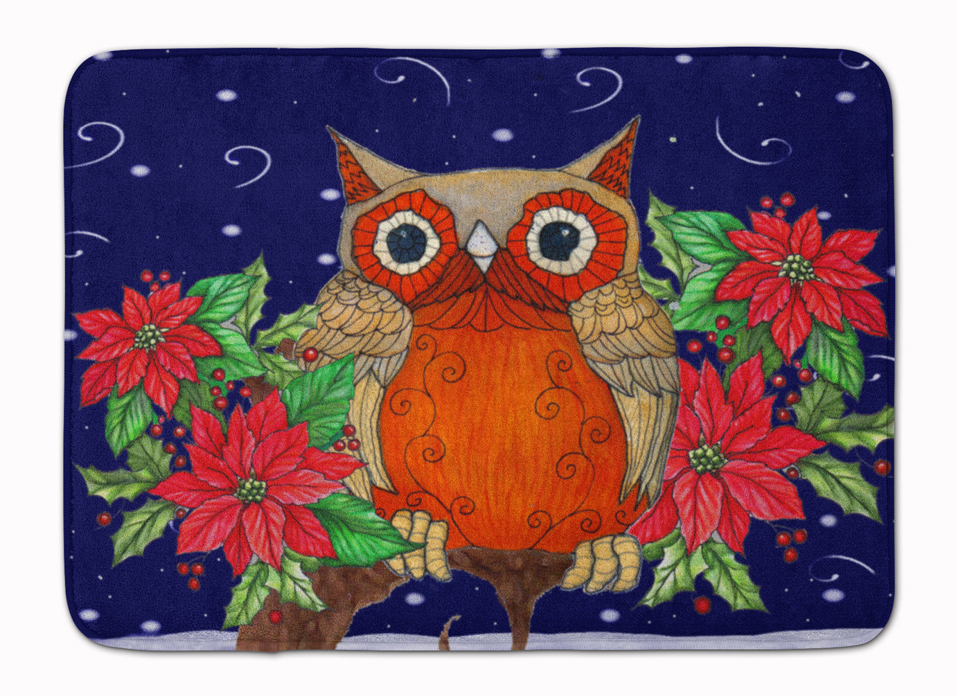 Whose Happy Holidays Owl Memory Foam Kitchen Mat Machine Washable Anti-Fatigue Cushion Comfort Bath or Kitchen Rug