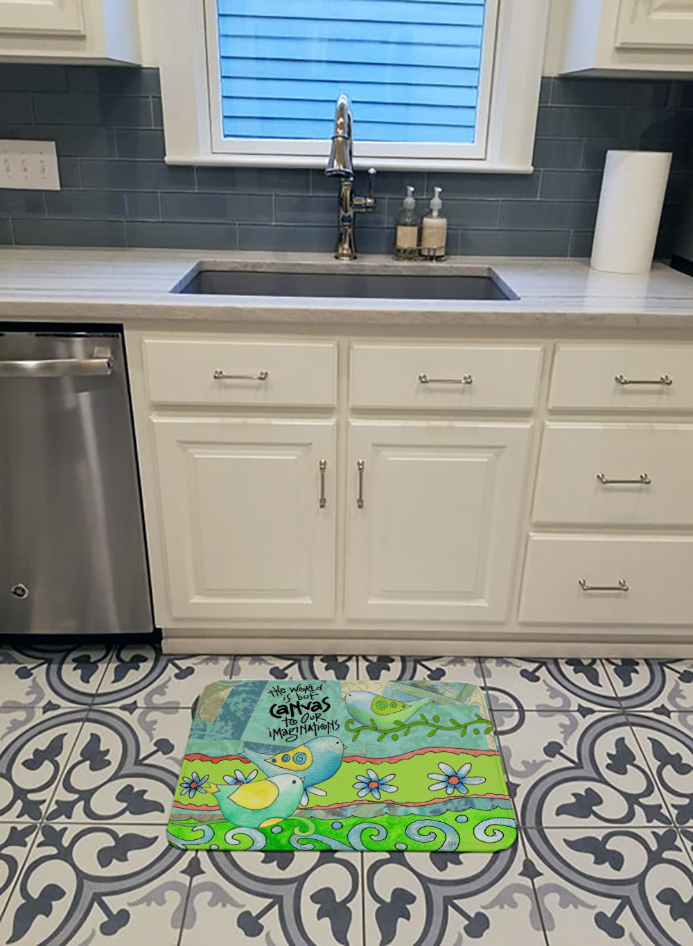 The World is but a Canvas to our Imagination Memory Foam Kitchen Mat Machine Washable Anti-Fatigue Cushion Comfort Bath or Kitchen Rug