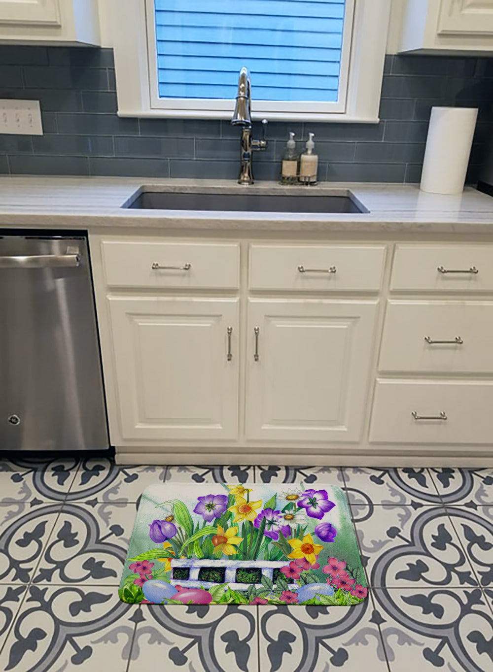 Finding Easter Eggs Memory Foam Kitchen Mat Machine Washable Anti-Fatigue Cushion Comfort Bath or Kitchen Rug