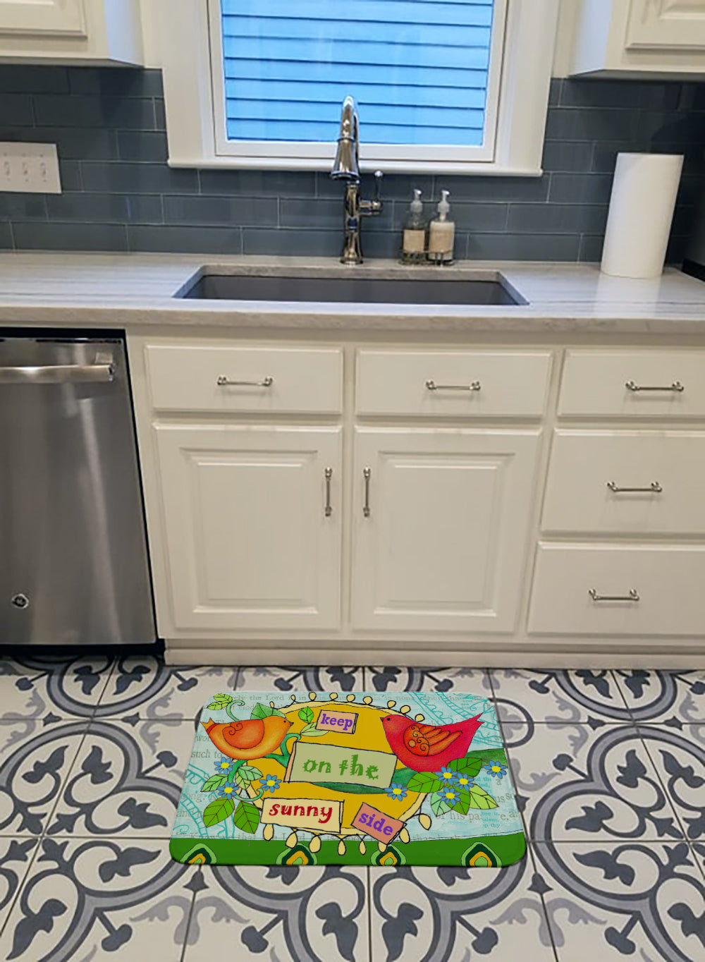 Keep on the Sunny Side Memory Foam Kitchen Mat Machine Washable Anti-Fatigue Cushion Comfort Bath or Kitchen Rug
