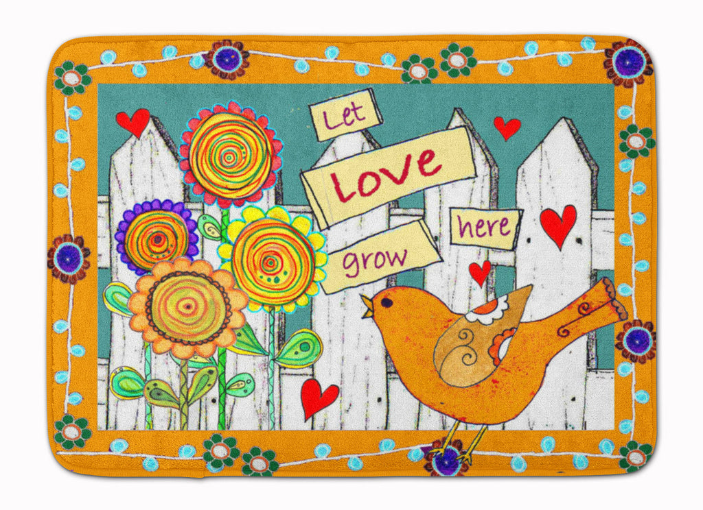 Let Love Grow Here Memory Foam Kitchen Mat Machine Washable Anti-Fatigue Cushion Comfort Bath or Kitchen Rug