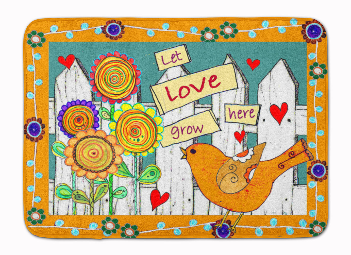 Let Love Grow Here Memory Foam Kitchen Mat Machine Washable Anti-Fatigue Cushion Comfort Bath or Kitchen Rug