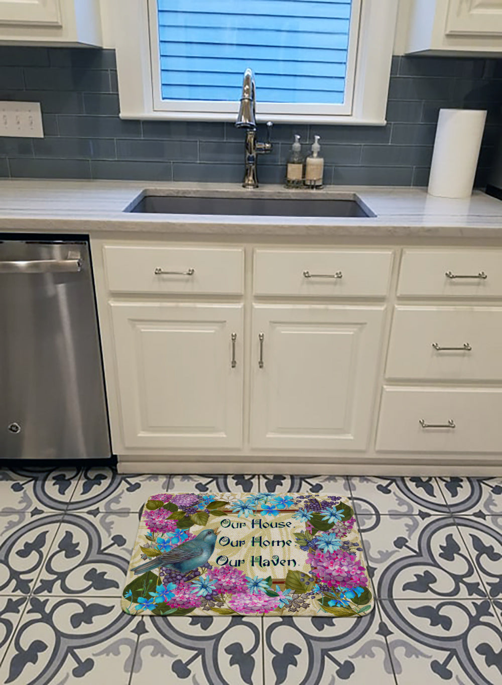 Our House Our Home Our Haven Memory Foam Kitchen Mat Machine Washable Anti-Fatigue Cushion Comfort Bath or Kitchen Rug