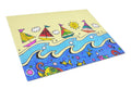 Summer Sail Away Sailboats Cutting Board Tempered Glass Kitchen Cutting Surface, Heat Resistant Chopping, Non-Slip Feet, Food Prep & Serving