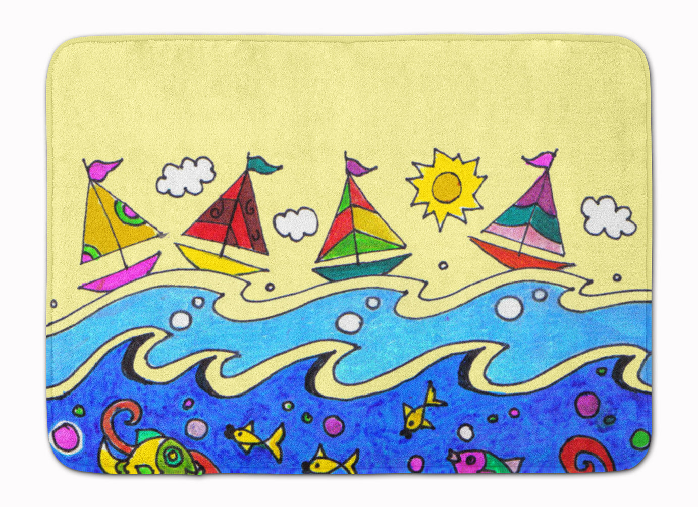 Summer Sail Away Sailboats Memory Foam Kitchen Mat Machine Washable Anti-Fatigue Cushion Comfort Bath or Kitchen Rug