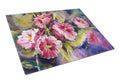 April Showers Bring Spring Flowers Cutting Board Tempered Glass Kitchen Cutting Surface, Heat Resistant Chopping, Non-Slip Feet, Food Prep & Serving