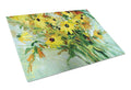 Wildflower Bouquet Flowers Cutting Board Tempered Glass Kitchen Cutting Surface, Heat Resistant Chopping, Non-Slip Feet, Food Prep & Serving