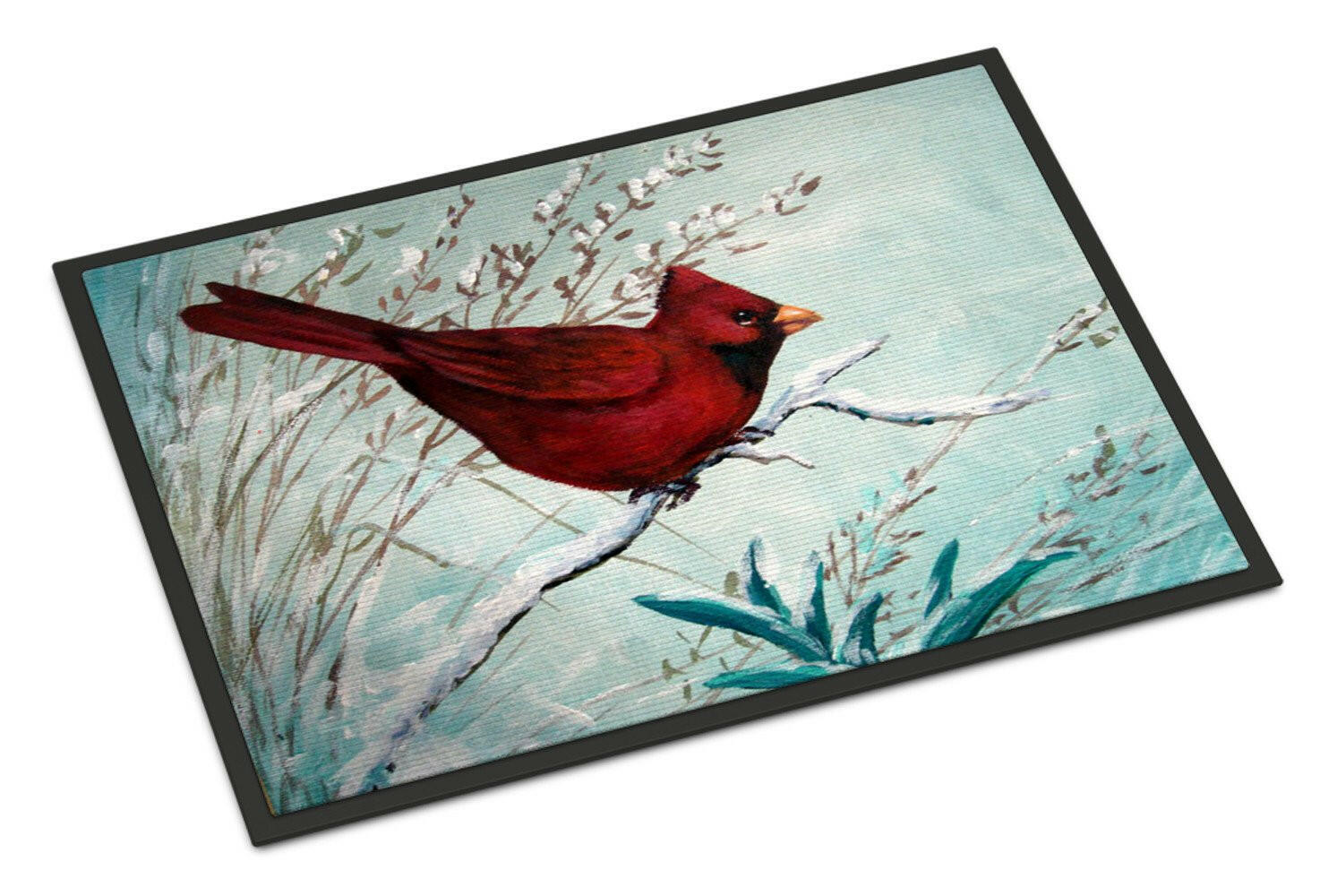 Cardinal Winter Red Bird Doormat Indoor Outdoor 18H X 27W Front Door Mat Rugs for Entryway, Non Slip Washable