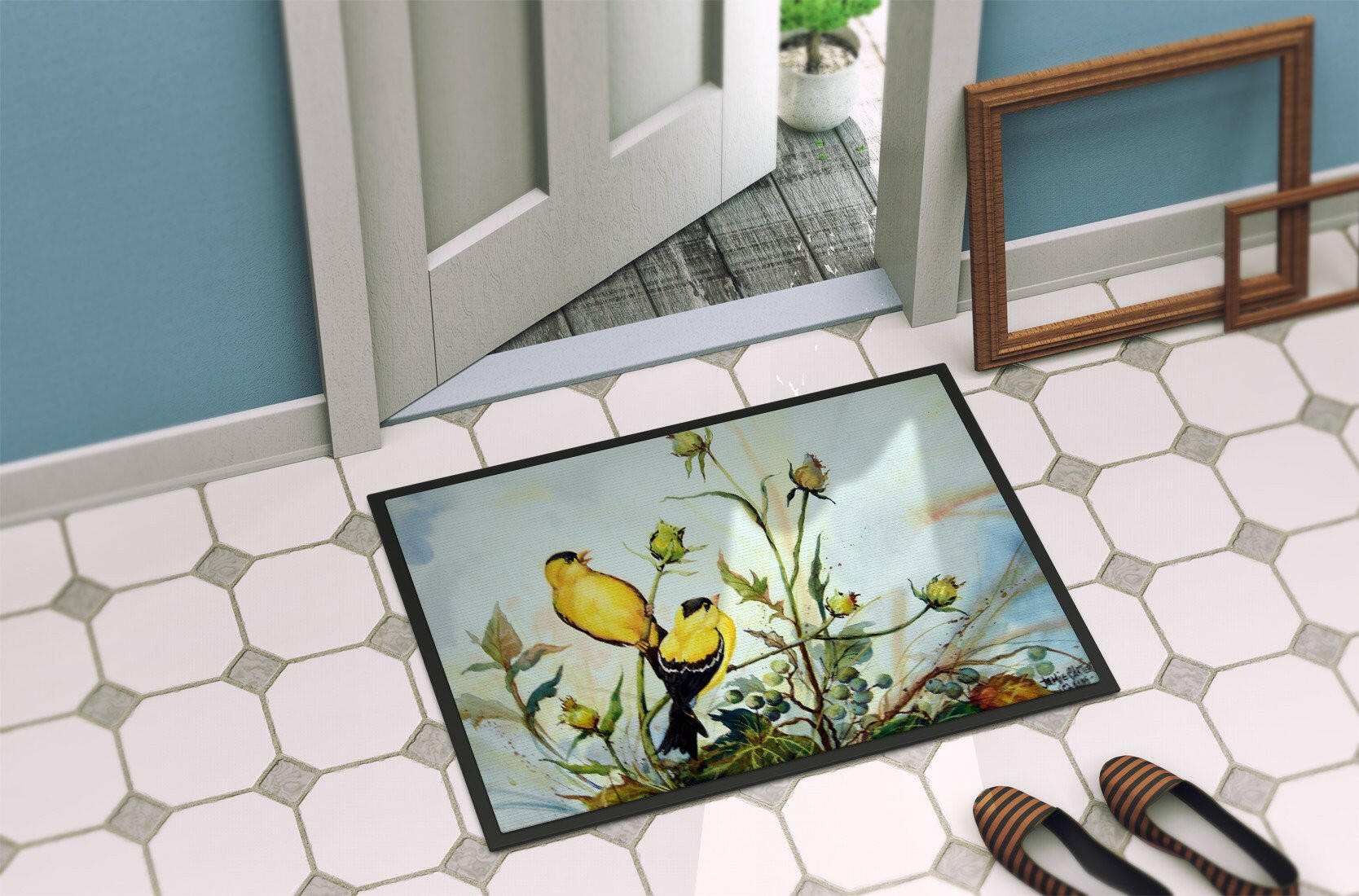 Joyful Morning Birds Doormat Indoor Outdoor 24H X 36W Front Door Mat Rugs for Entryway, Non Slip Washable Low Pile,