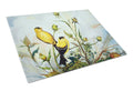Joyful Morning Birds Cutting Board Tempered Glass Kitchen Cutting Surface, Heat Resistant Chopping, Non-Slip Feet, Food Prep & Serving