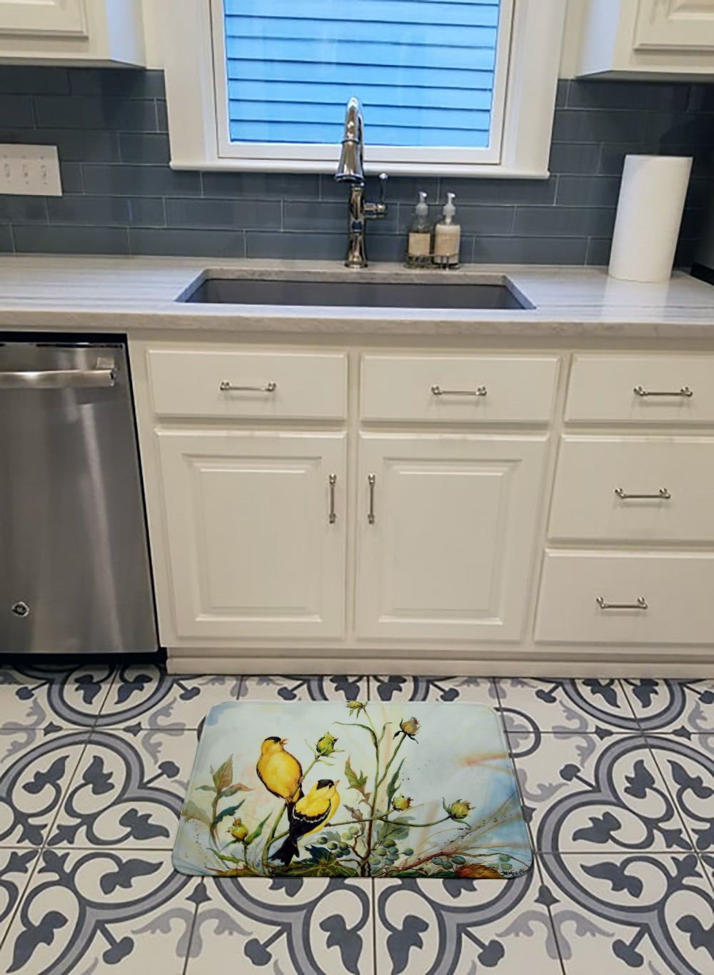 Joyful Morning Birds Memory Foam Kitchen Mat Machine Washable Anti-Fatigue Cushion Comfort Bath or Kitchen Rug