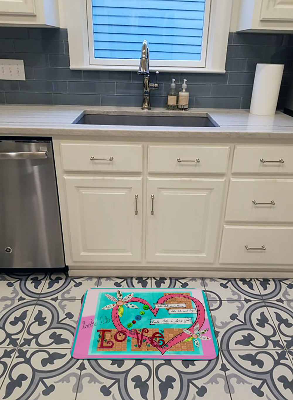 Looks Like I Love You Valentine's Day Memory Foam Kitchen Mat Machine Washable Anti-Fatigue Cushion Comfort Bath or Kitchen Rug