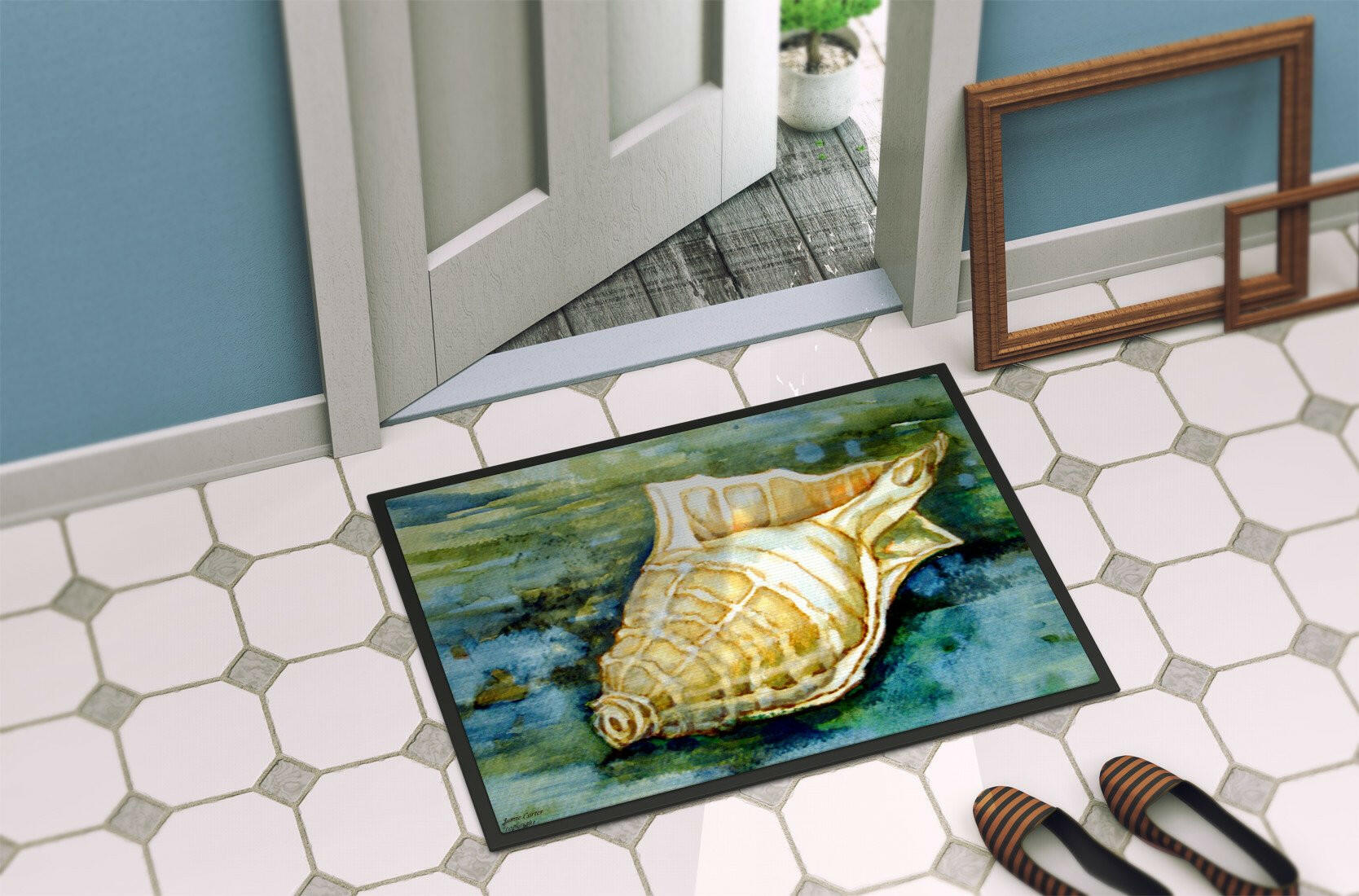 Seashells Inspire Me Doormat Indoor Outdoor 24H X 36W Front Door Mat Rugs for Entryway, Non Slip Washable Low Pile,