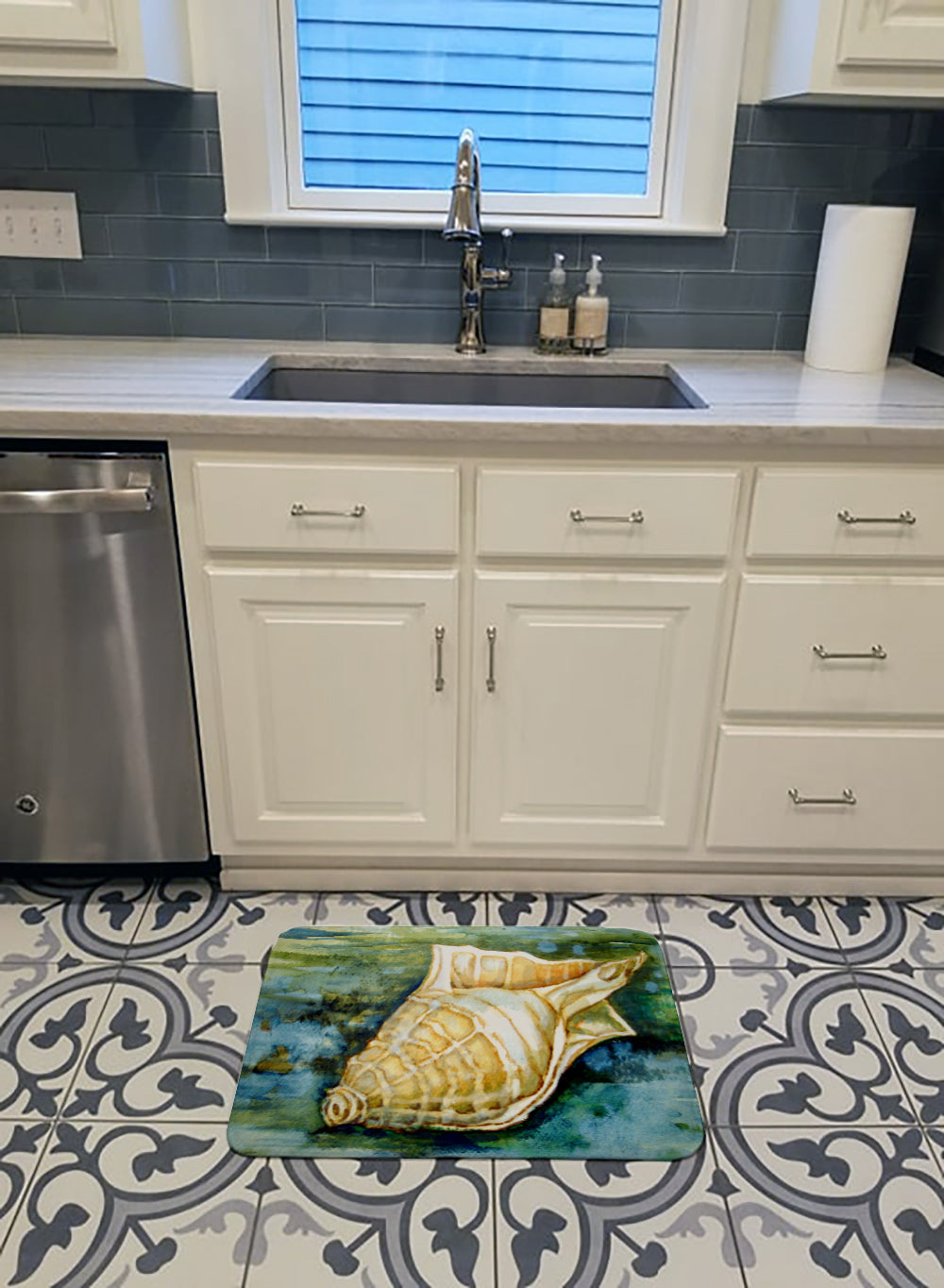 Seashells Inspire Me Memory Foam Kitchen Mat Machine Washable Anti-Fatigue Cushion Comfort Bath or Kitchen Rug