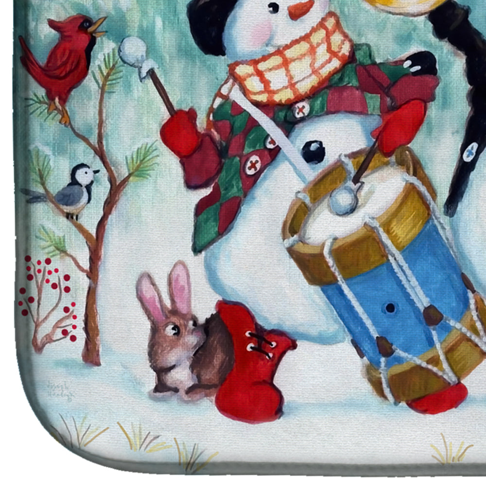 Snowmen Strike up the Band Dish Drying Mat Absorbent Dish Drying Mat Pad for Kitchen Counter Dish Drainer Mat for Countertop, 14 x 21", Multicolor