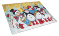 Snowmen Strike up the Band Cutting Board Tempered Glass Kitchen Cutting Surface, Heat Resistant Chopping, Non-Slip Feet, Food Prep & Serving