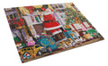 Santa Claus Placing the Presents Cutting Board Tempered Glass Kitchen Cutting Surface, Heat Resistant Chopping, Non-Slip Feet, Food Prep & Serving