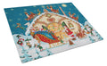 Santa Claus Loading the Sleigh Cutting Board Tempered Glass Kitchen Cutting Surface, Heat Resistant Chopping, Non-Slip Feet, Food Prep & Serving