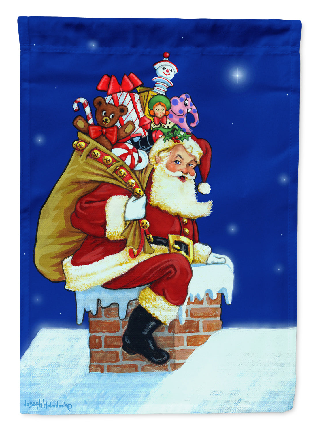 Santa Claus A Visit from Santa House Flag 28x40 Porch Sleeve Pole Decorative Outside Yard Banner Artwork Wall Hanging, Polyester