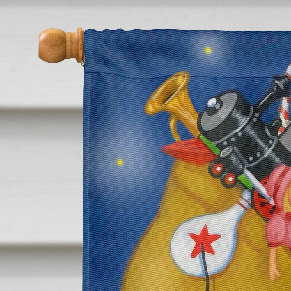 Santa Claus Down the Chimney House Flag 28x40 Porch Sleeve Pole Decorative Outside Yard Banner Artwork Wall Hanging, Polyester