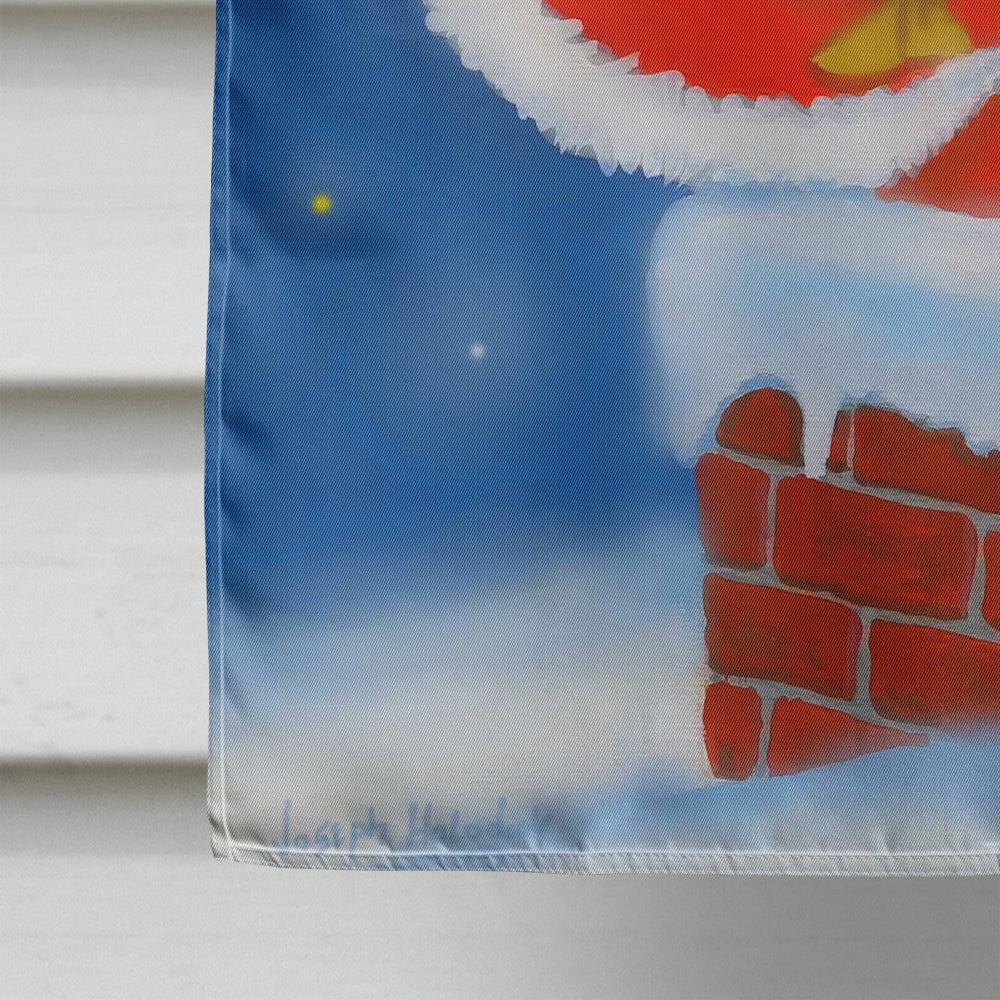 Santa Claus Down the Chimney House Flag 28x40 Porch Sleeve Pole Decorative Outside Yard Banner Artwork Wall Hanging, Polyester