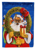 Santa Claus African Santa House Flag 28x40 Porch Sleeve Pole Decorative Outside Yard Banner Artwork Wall Hanging, Polyester