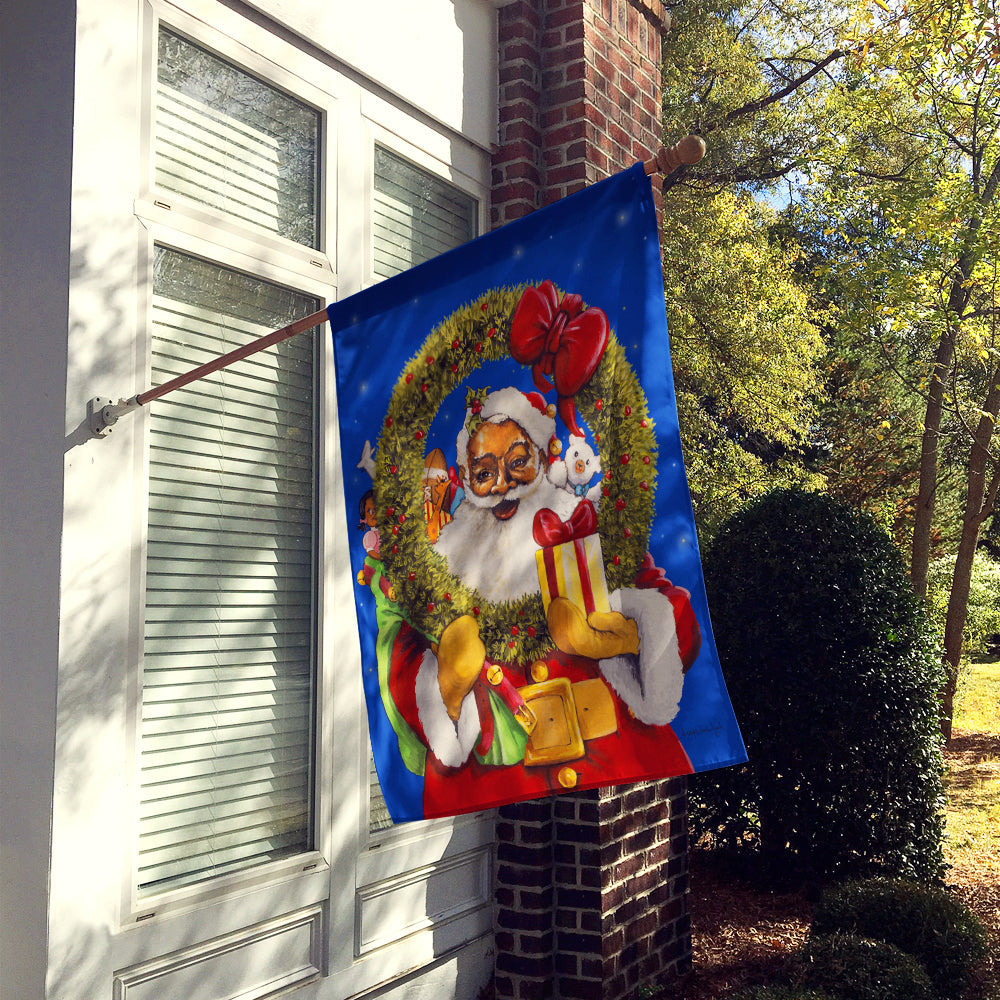 Santa Claus African Santa House Flag 28x40 Porch Sleeve Pole Decorative Outside Yard Banner Artwork Wall Hanging, Polyester
