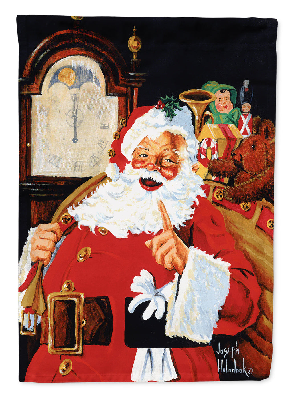 Santa Claus At the Stroke of Midnight House Flag 28x40 Porch Sleeve Pole Decorative Outside Yard Banner Artwork Wall Hanging, Polyester