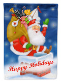 Santa Claus Hope I Don't Get Stuck House Flag 28x40 Porch Sleeve Pole Decorative Outside Yard Banner Artwork Wall Hanging, Polyester