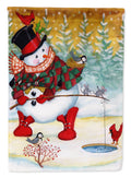 Snowman Fish'en Friends House Flag 28x40 Porch Sleeve Pole Decorative Outside Yard Banner Artwork Wall Hanging, Polyester