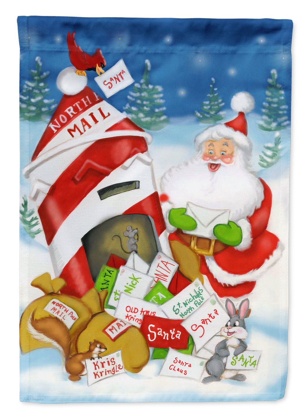 Santa Claus Mail Call House Flag 28x40 Porch Sleeve Pole Decorative Outside Yard Banner Artwork Wall Hanging, Polyester