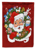 Santa Claus Wreath of Cheer House Flag 28x40 Porch Sleeve Pole Decorative Outside Yard Banner Artwork Wall Hanging, Polyester