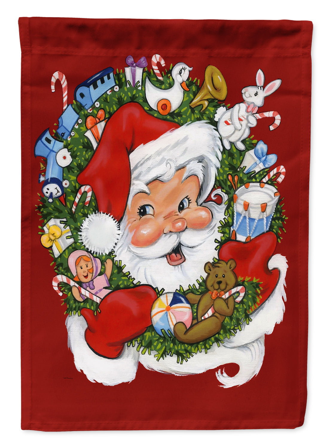 Santa Claus Wreath of Cheer House Flag 28x40 Porch Sleeve Pole Decorative Outside Yard Banner Artwork Wall Hanging, Polyester