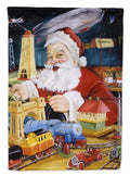 Santa Claus Tin Toy Time House Flag 28x40 Porch Sleeve Pole Decorative Outside Yard Banner Artwork Wall Hanging, Polyester