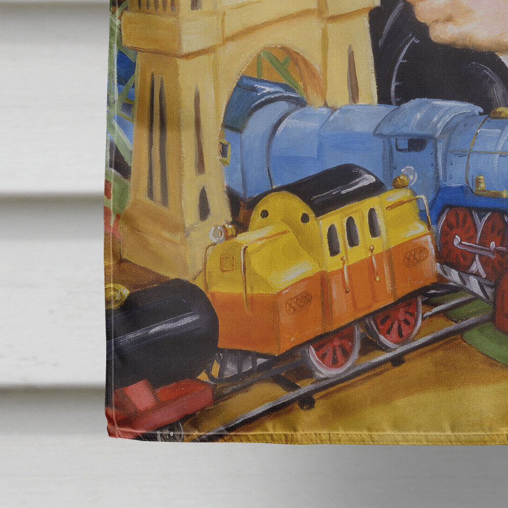 Santa Claus Tin Toy Time House Flag 28x40 Porch Sleeve Pole Decorative Outside Yard Banner Artwork Wall Hanging, Polyester