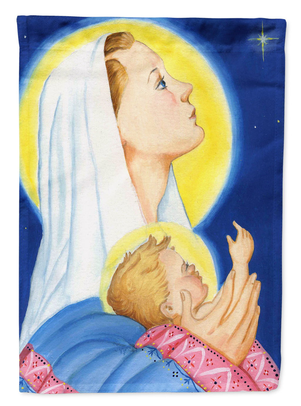 Jesus and Mary Star of Wonder Christmas House Flag 28x40 Porch Sleeve Pole Decorative Outside Yard Banner Artwork Wall Hanging, Polyester